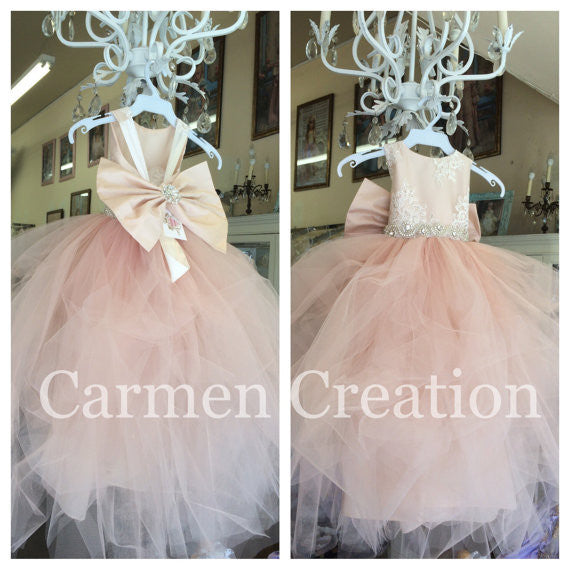 Mini Bride Flower Girl Dress Blush Pink
