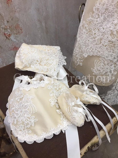 Venetian Baptism Gown Champagne