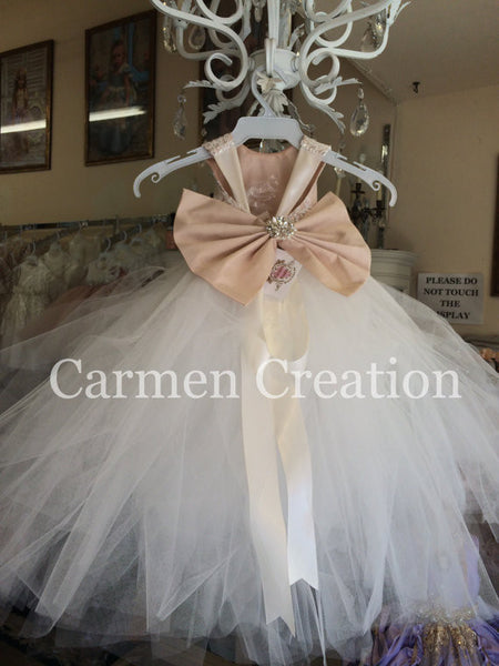 Mini Bride Flower Girl Dress Blush/Ivory