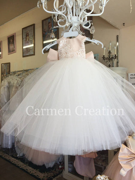 Mini Bride Flower Girl Dress Blush/Ivory NB