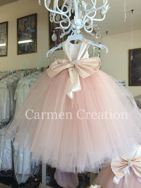 Mini Bride Flower Girl Dress Blush Pink NB
