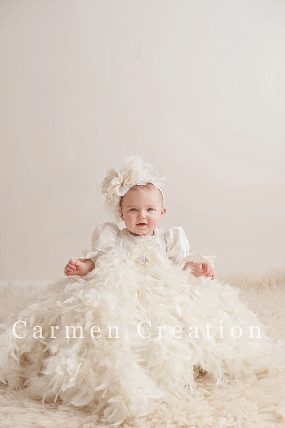 Baby Girls Sleeveless Baptism Dress Christening Gown with Bonnet and Bow  Headband 24M Complete Set - Walmart.com