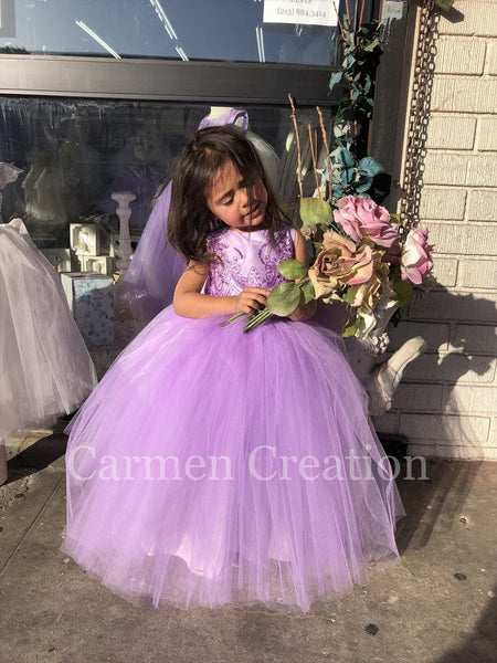 Mini Bride Flower Girl Dress Lavender/Lilac