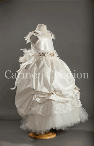 Victorian Christening Dress with Feathers