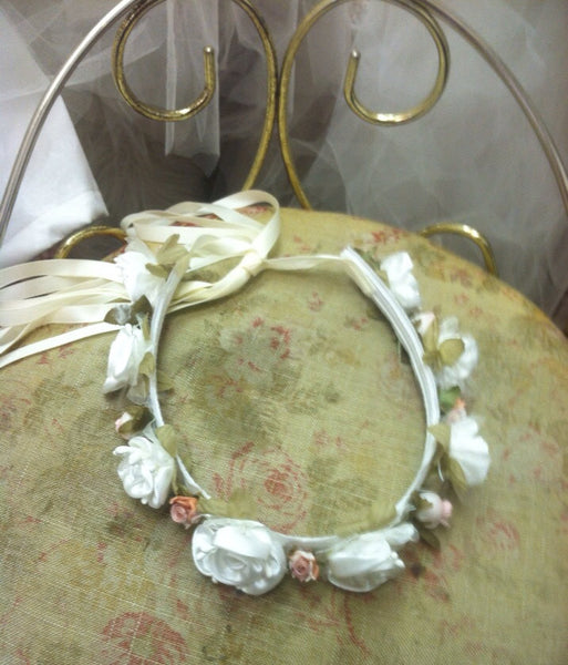 Ivory / Peach Flower Crown