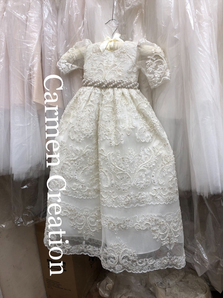 Angels and Fishes AMELIE Silk and Lace Christening Gown | Petit Posh